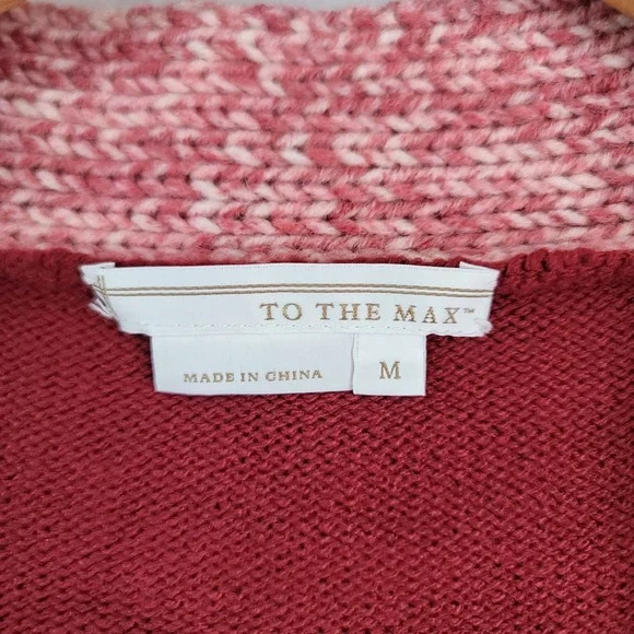 To The Max Wool-Blend Red V-Neck Cardigan Sweater Long Sleeve Size Medium - Picture 12 of 16